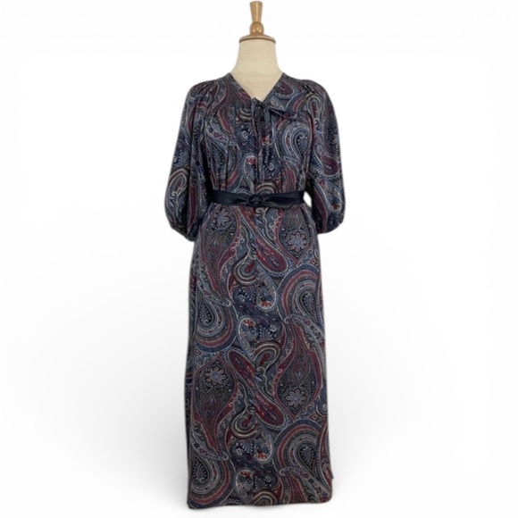 Vintage Dresses & Skirts - Vintage‎ Paisley Maxi Dress Women’s XL Shift V-Neck Short Sleeve Retro Cottage